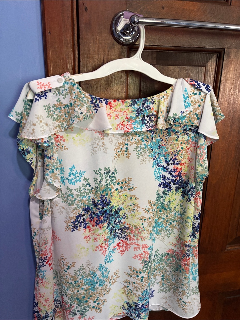 Floral Ruffle One-Shoulder Top in Multi-Color - Picture 5 of 6